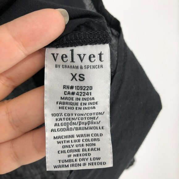 Velvet by Graham & Spencer  Black Cotton Button Up Long Sleeve Shirt XS - Picture 8 of 12